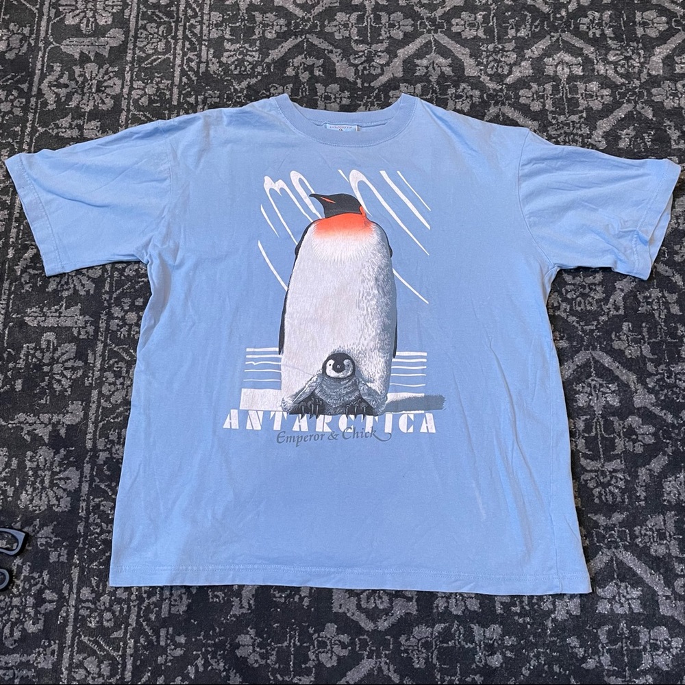 VTG 90s Antarctica Emperor & Chick Antarctic Shop Christchurch Penguin Tshirt